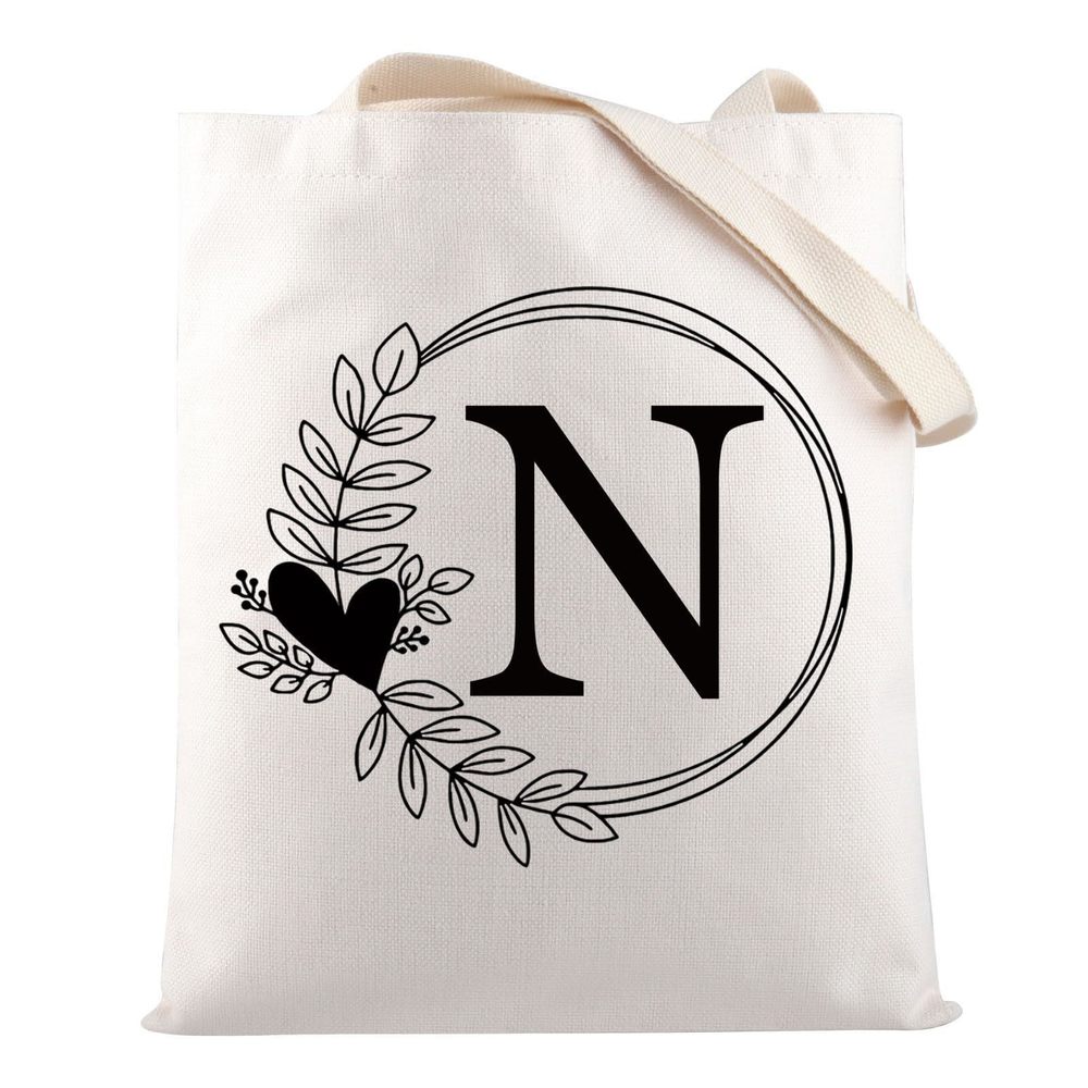 Alphabet Shoing Bag A/C/J/K/M/S/T/N/B/L/R Letter Initial Tote Bag Tote N :)